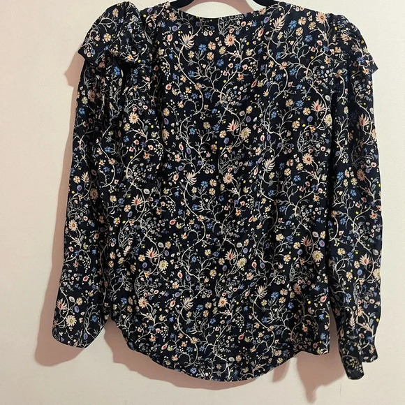 Rebecca Taylor Vivianna Floral Vine Silk Blouse Bows Tie Shoulder size 4 - Picture 4 of 6